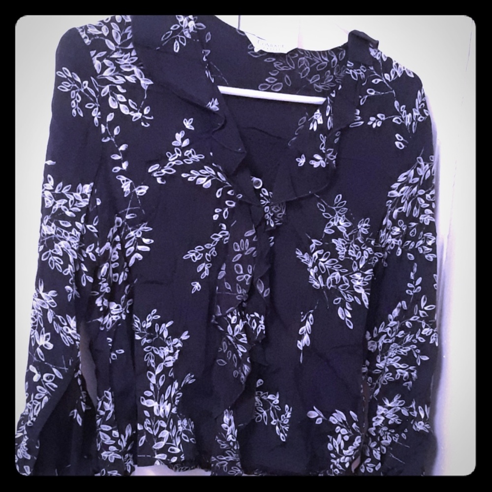 Blue and beige blouse
